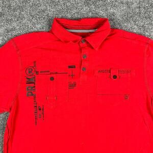 Projek Raw Polo Shirt Mens Size M Red Graphic Urban Streetwear Short Sleeve Top